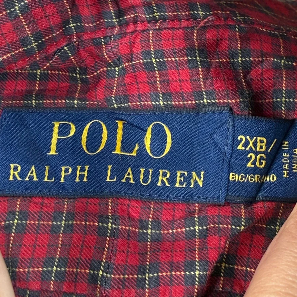 Polo Ralph Lauren‎ Button Down Shirt 2XB Red Plaid Long Sleeve Mens